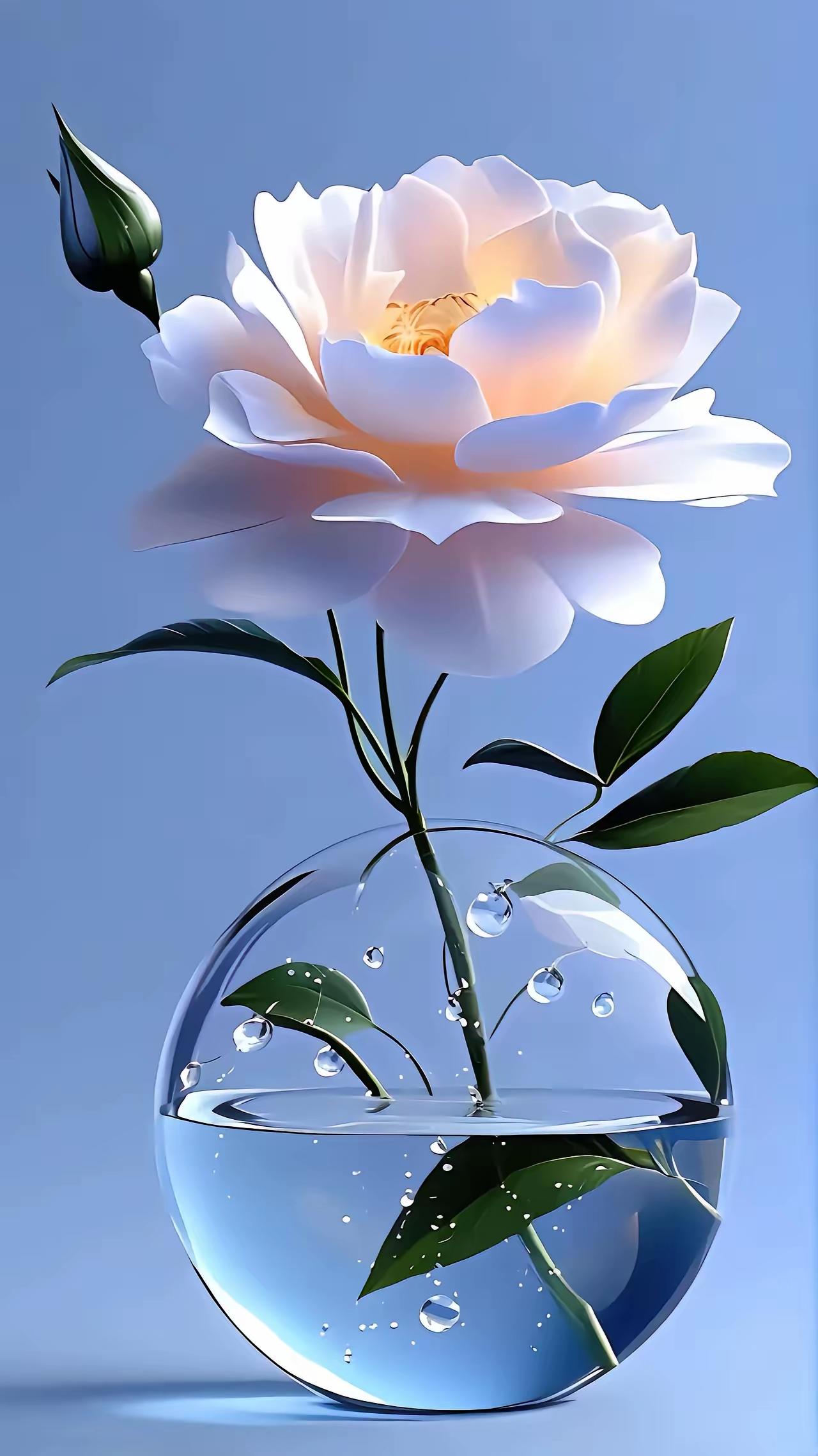 梦幻水培白玫瑰，清新自然，美不胜收！🌸💦