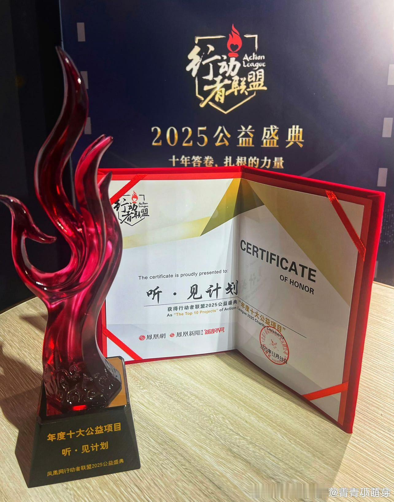 行动者联盟公益盛典 吴京和谢楠夫妇发起的“听·见计划”超牛，荣获凤凰网2025“