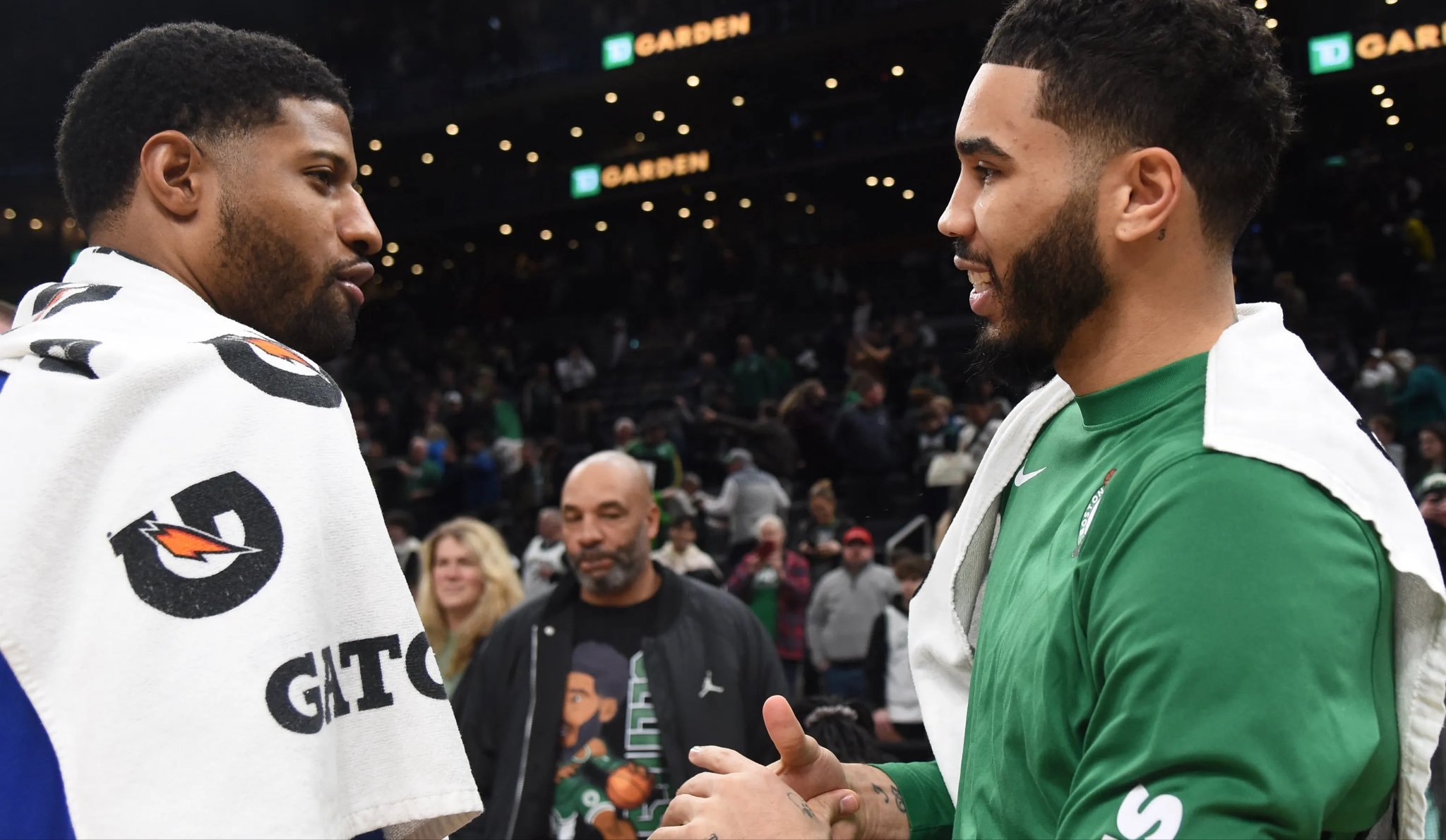 保罗·乔治在接受采访时，谈及凯尔特人队球星杰森·塔特姆跟腱撕裂伤愈复出🫡——“