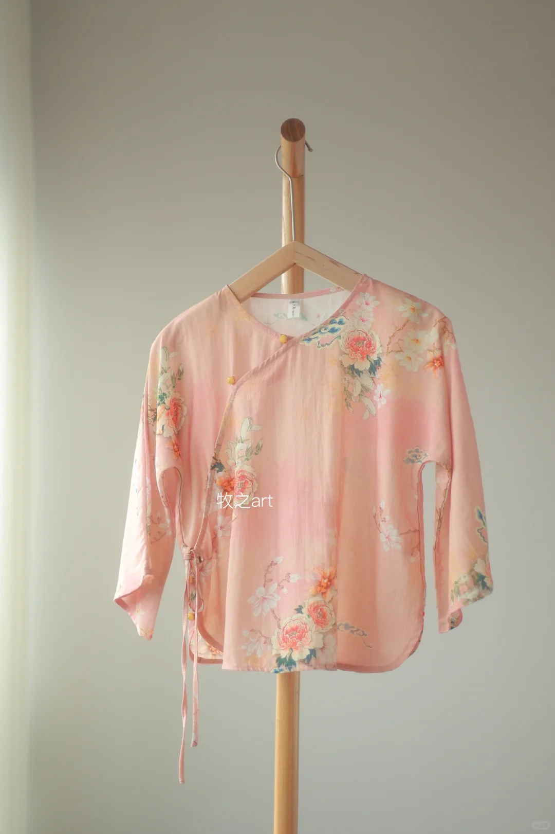 民国风千金｜粉色苎麻上衣