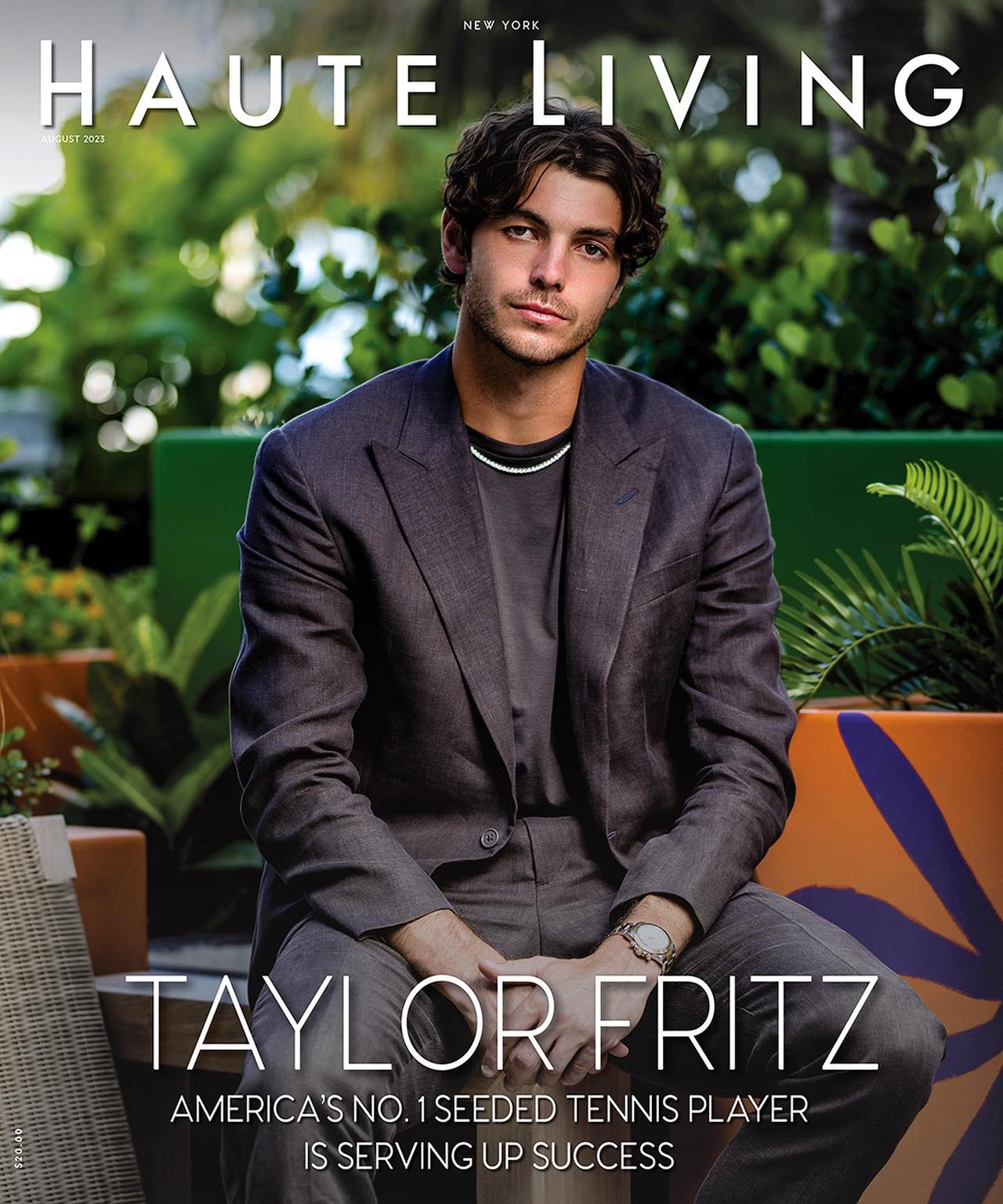 美国网球运动员 Taylor Fritz 登上了时尚杂志，展现西装革履的魅力；