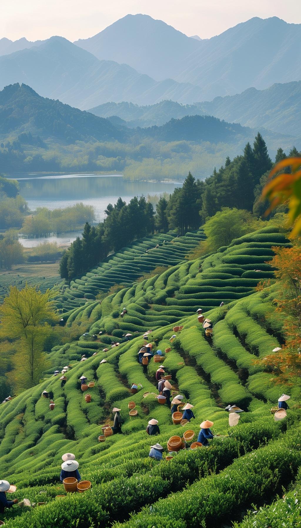 清明未到茶初绿，
嫩叶轻摘露华凝。
山间细雨润新芽，
翠色盈盈映碧空，
采得春光