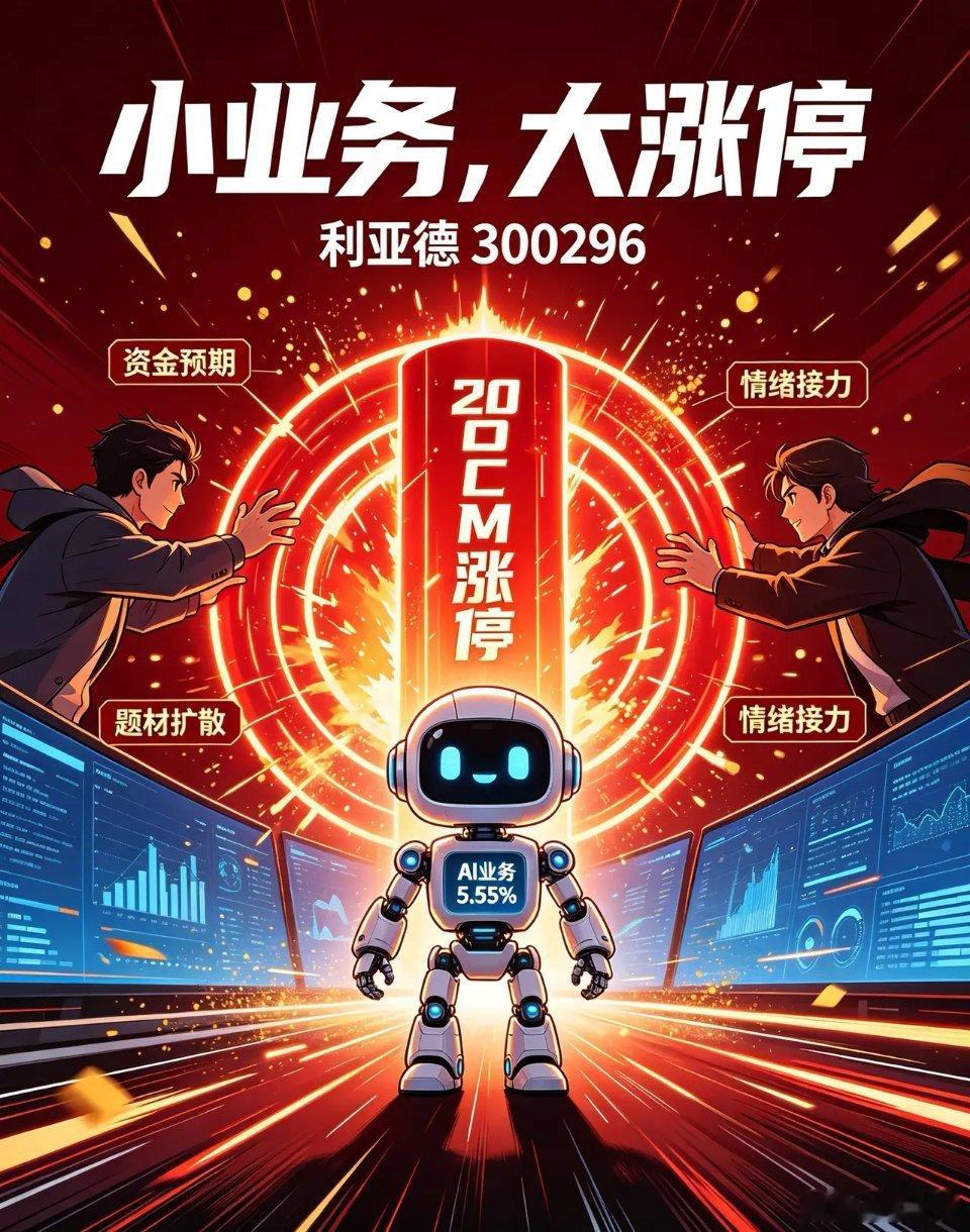 公司自己说AI业务只占5.55%，利亚德（300296）照样20CM涨停，市场在