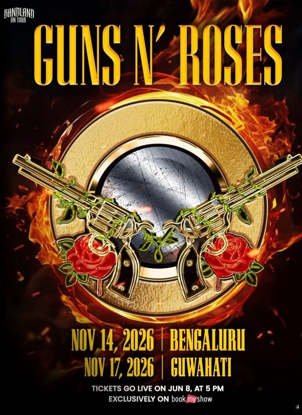 枪花乐队Guns N' Roses官宣印度双场演出 