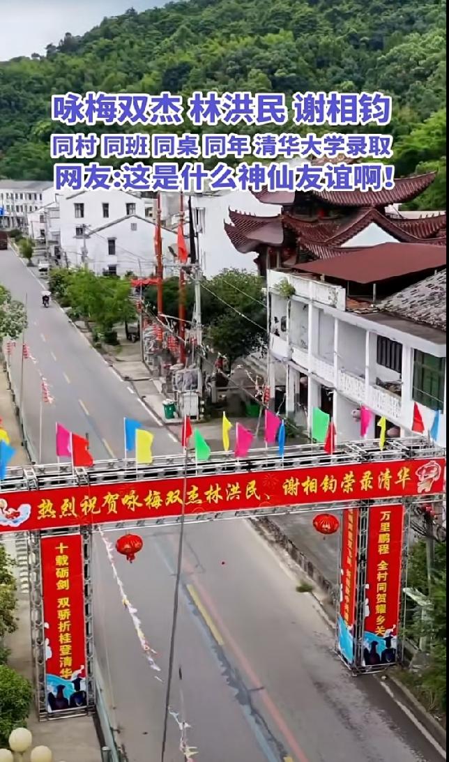 浙江梅溪乡咏梅双杰林洪民、谢相钧，同村同班同桌同年清华大学录取