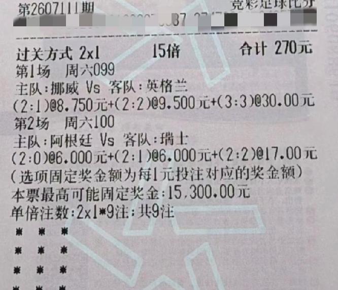 英格兰vs挪威这场比赛已经进行到下半场补水时间，比分还是1:1。这张彩票里面赔率