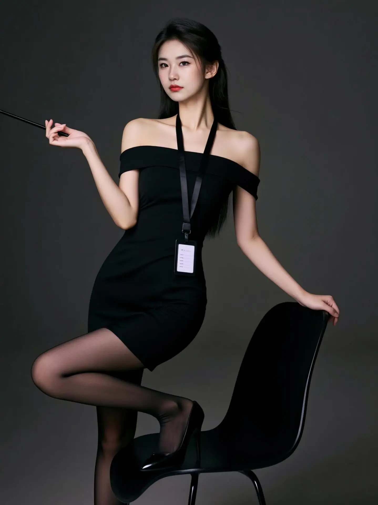 AI露肩黑裙写真 ai创作