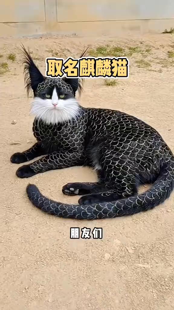 取名麒麟猫。
朋友们，你们看看，这是我一年前捡的流浪猫，当时捡它的时候还是个小幼