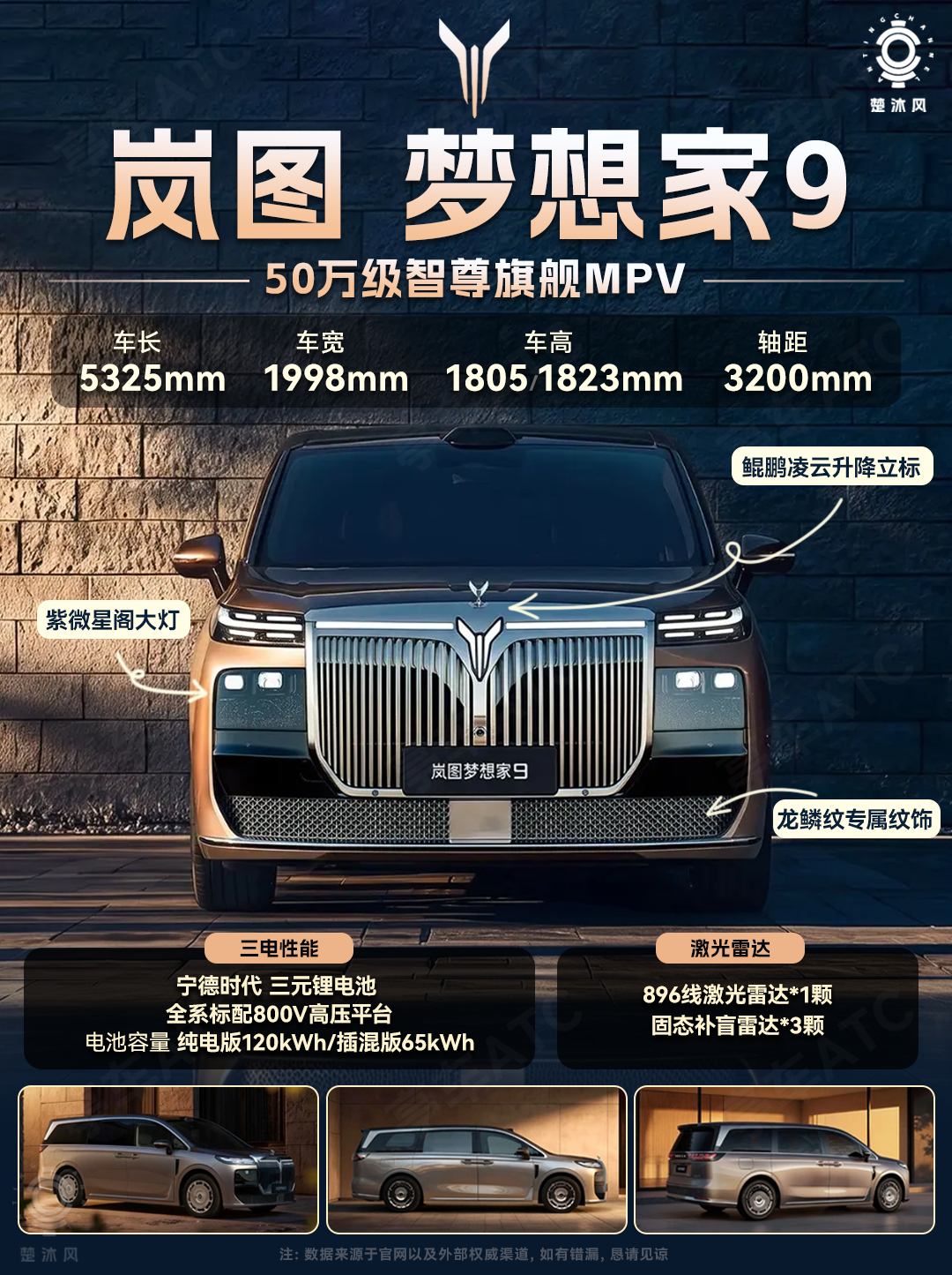 岚图梦想家9，大家觉得颜值如何？长宽高：5325mm *1998mm* 1805