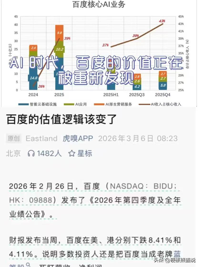 当AI成为百度主力，它的估值还会停在原地吗？

前几天，虎嗅有篇文章标题挺亮眼—