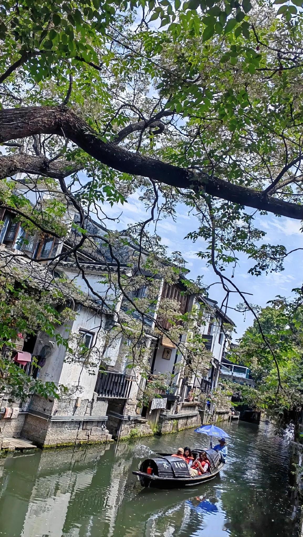 [玫瑰][玫瑰]静谧的水道，摇曳的小船，江南的温婉尽在其中，点开我的游拍全图，一