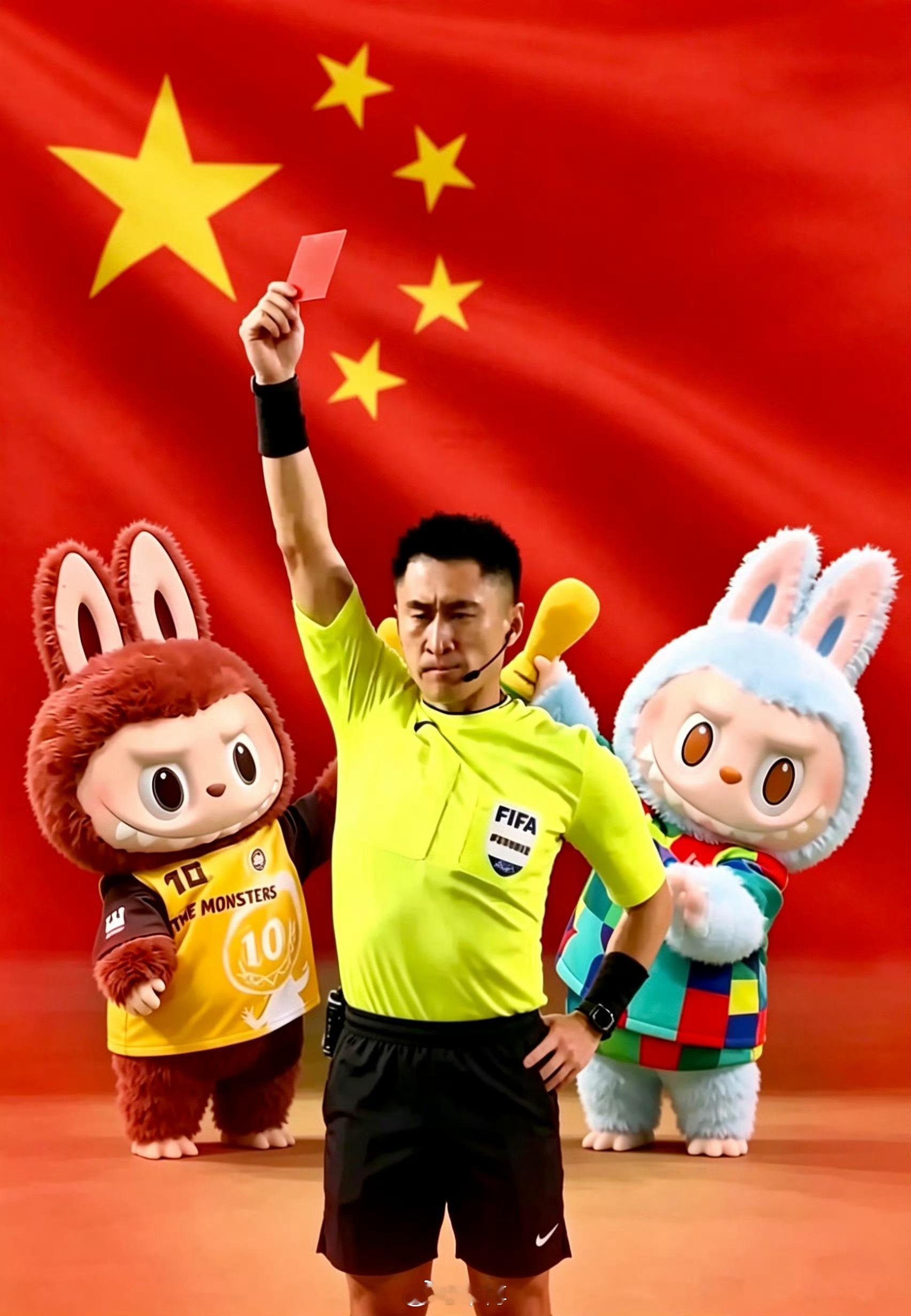 中国队首发 labubu马宁马宁身后终于不是空无一人了，Labubu去陪他了我出