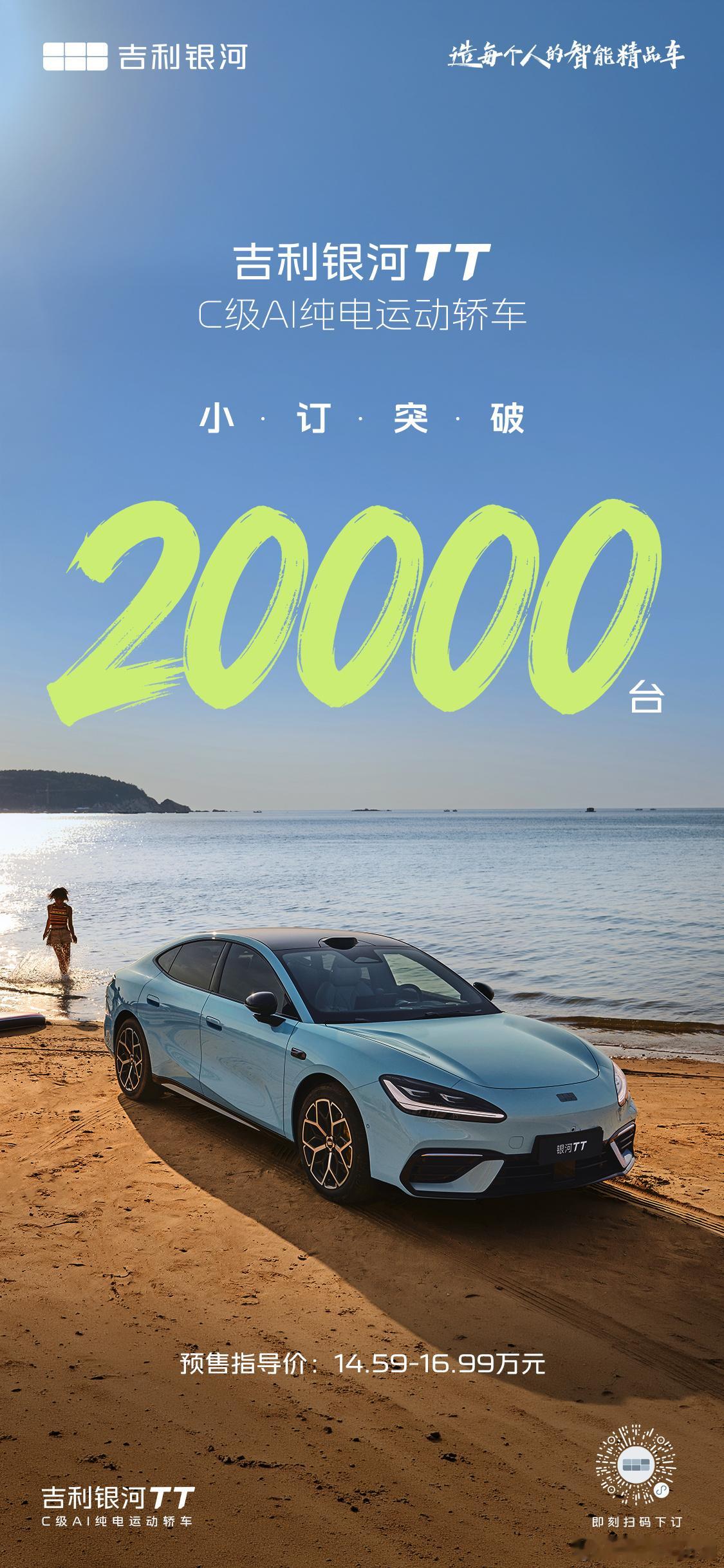 吉利银河tt全球预售吉利银河tt 小订突破20000台预售价14.59万起。标配