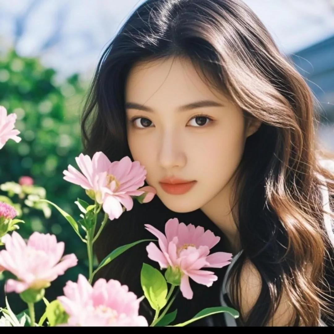 粉嫩少女与绚烂花海，完美绽放！🌸💕