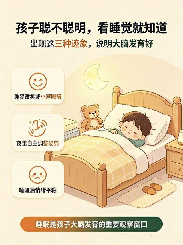 孩子聪不聪明，看睡觉就知道，出现这三种迹象，说明大脑发育好