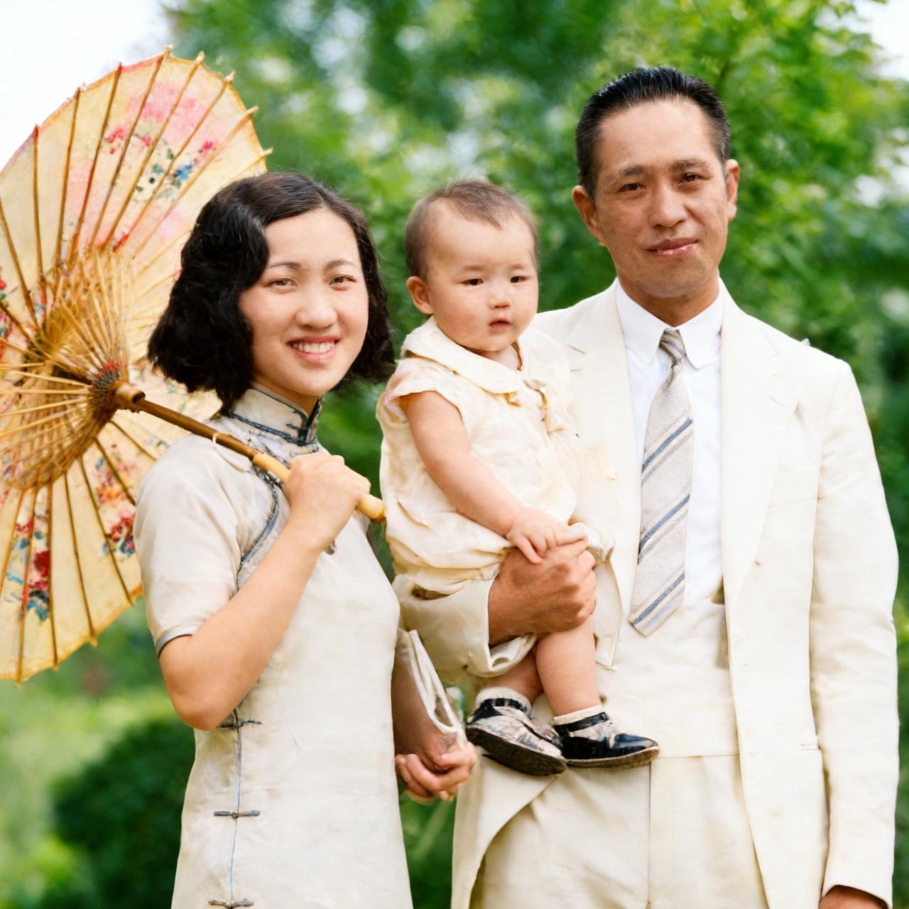 孙元良夫妇与秦汉的姐姐，一张罕见的合影，从镜头中我们可以看到，孙元良穿着西装，怀