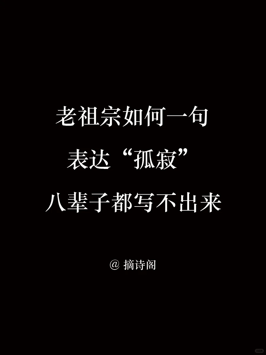 老祖宗如何一句表达孤寂？八辈子都写不出来