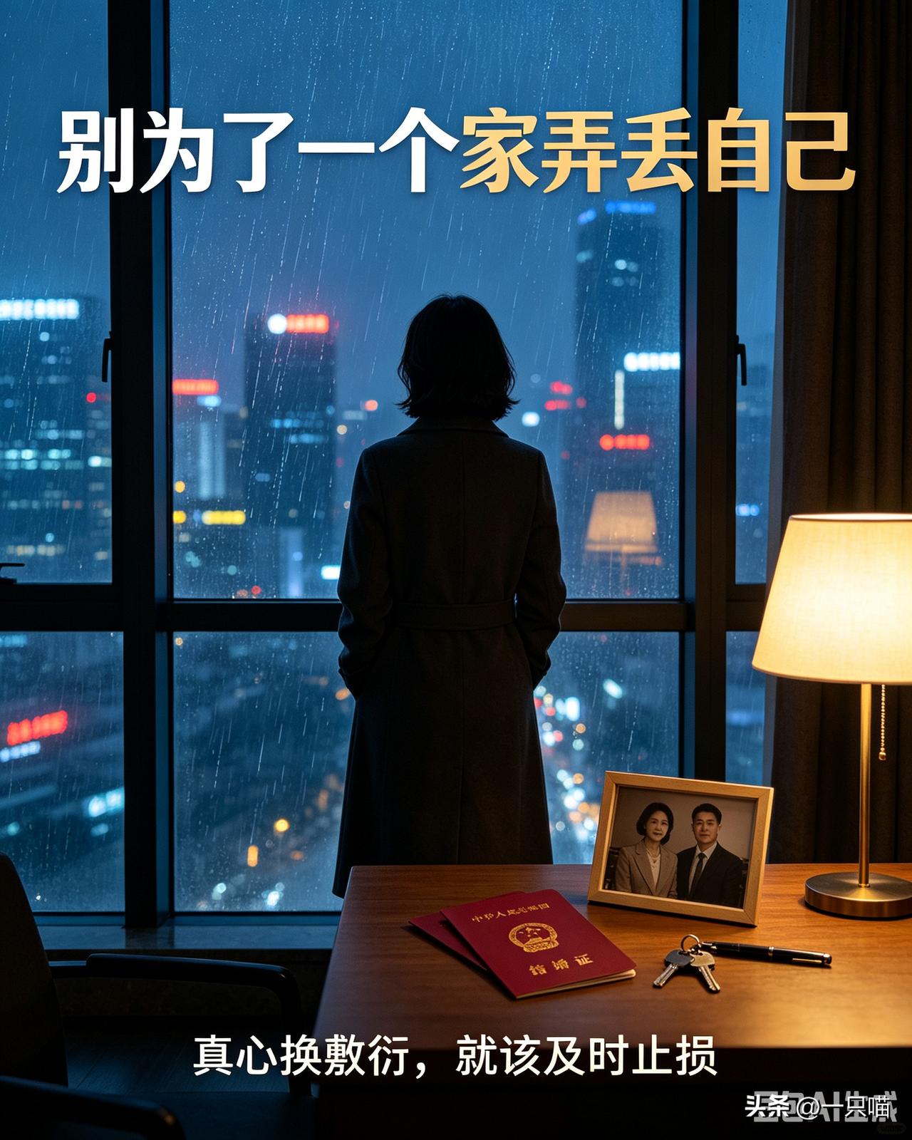 婚姻最残忍的真相莫过于：
一方倾尽所有，只为守住一个家；
另一方坐拥安稳，却总想