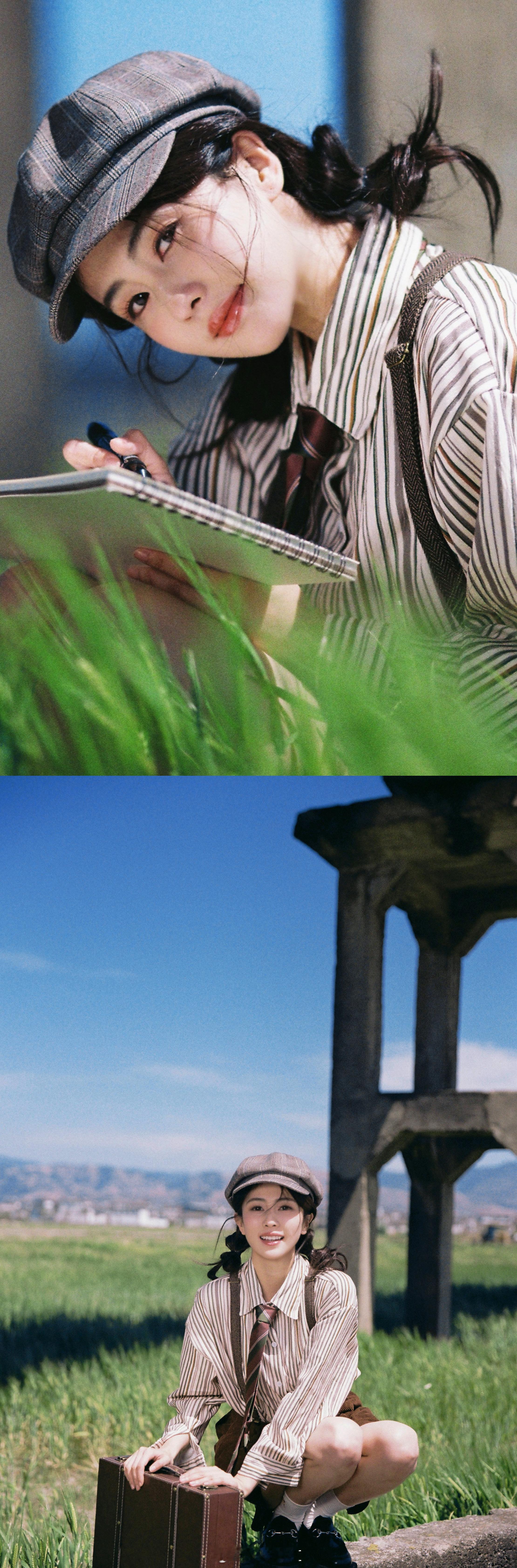 #白鹿A甜小画家造型##白鹿和胶片的适配度# ​​​ 白鹿的 A 甜小画家造型，