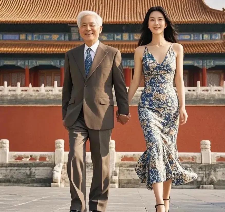 这对夫妻年龄相差50岁，是典型的爷孙恋吗。77岁的企业家黄宝强，带着27岁年轻妻