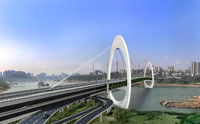 刚看到消息，黄桷坪长江大桥已经正式开工了！
你们快看这个效果图，这桥塔长得像两个