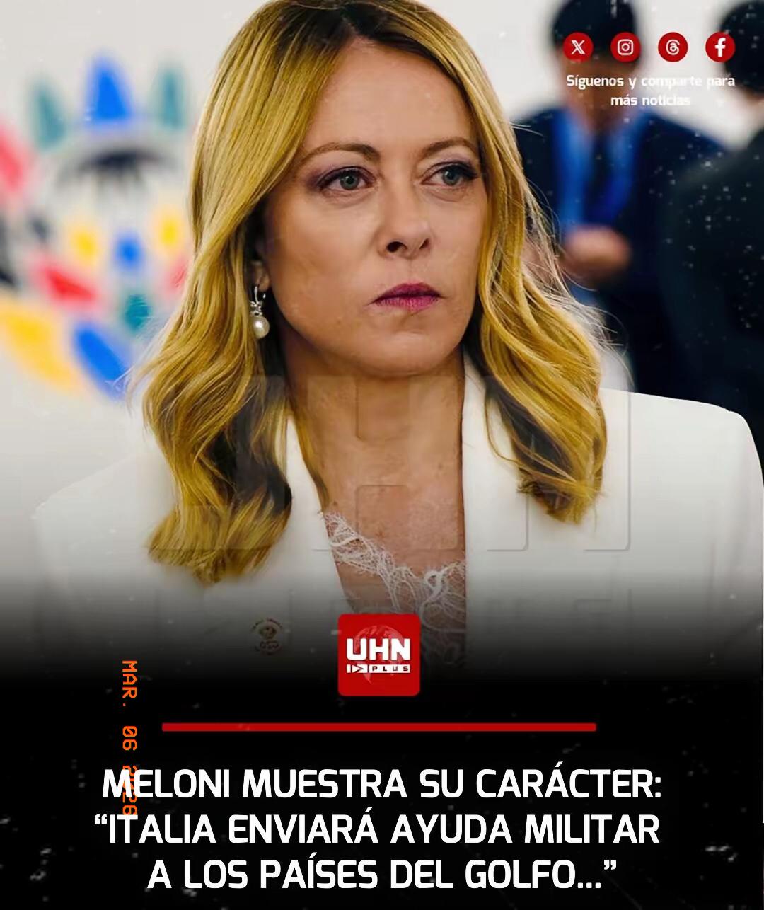 意大利总理乔治娅·梅洛尼正式宣布了意大利在美伊冲突中的立场：意大利将向海湾国家提