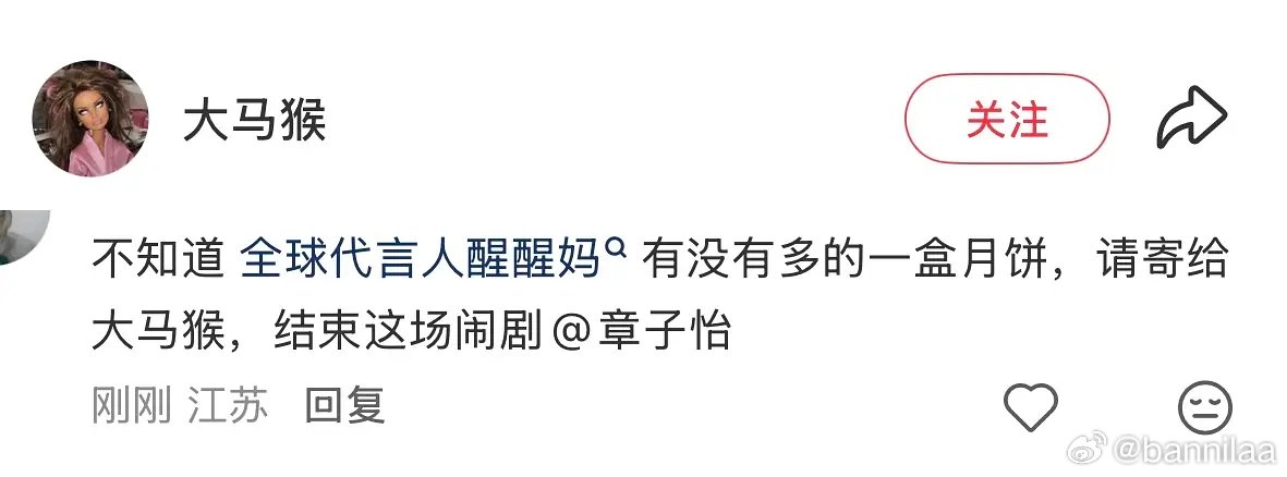 醒醒妈有没有多的一盒月饼章子怡有没有多的一盒月饼大马猴可能想让醒醒妈把代言人让给