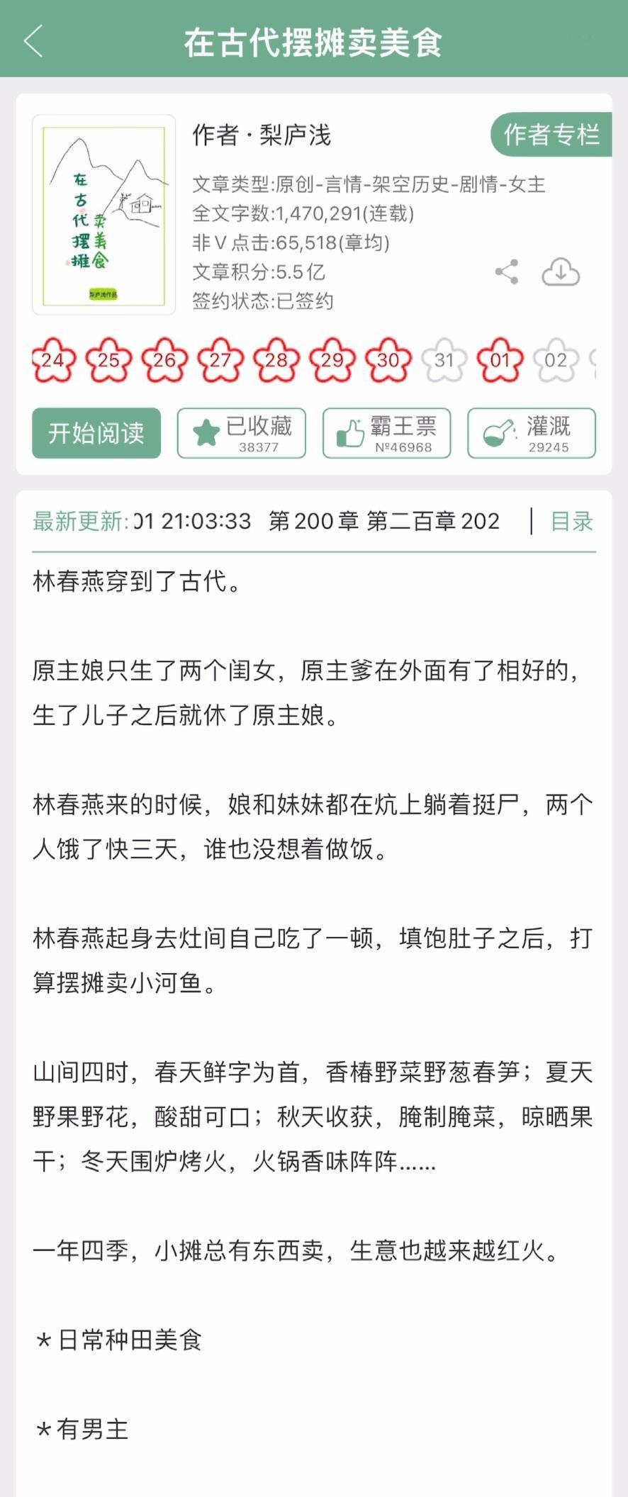三本完结新文，看过的姐妹来反馈一下~《在古代摆摊卖美食》梨庐浅《网恋对象是包租公