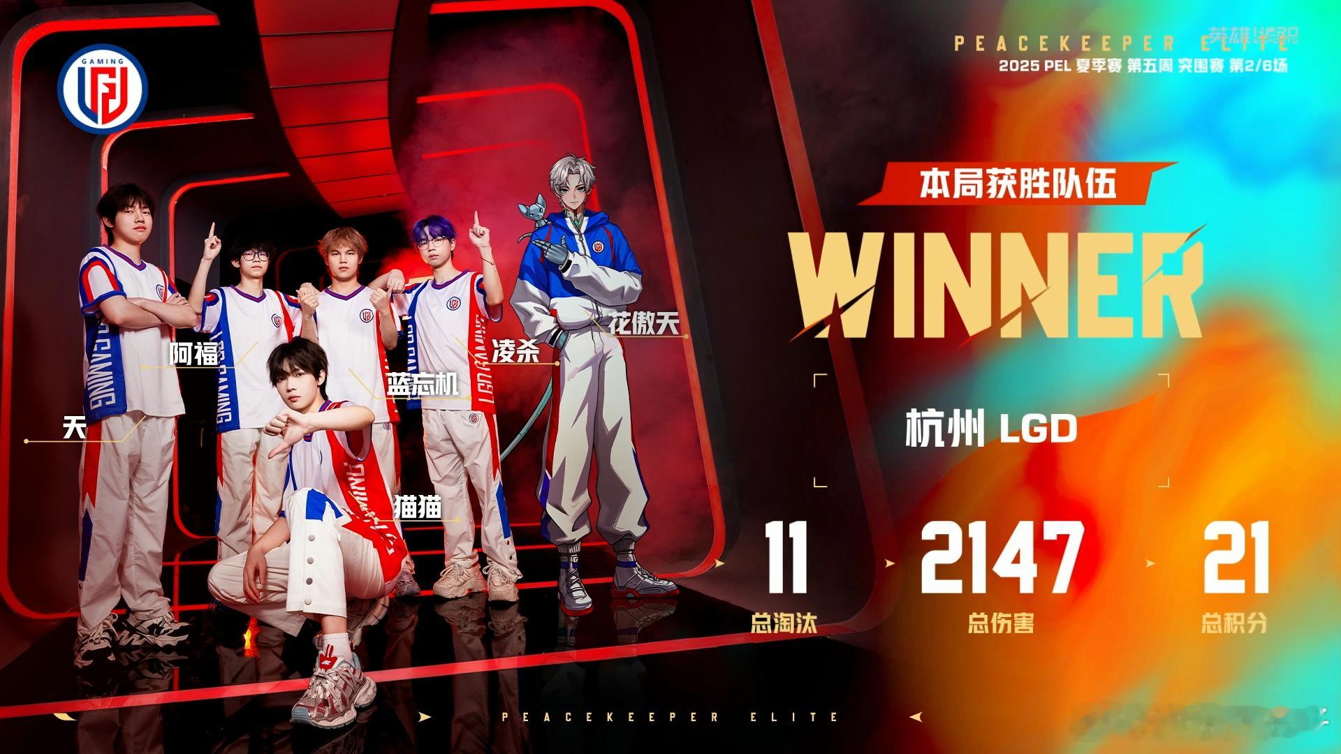 LGD11淘汰海岛吃鸡 LGD突围赛吃鸡，单场11淘汰拿下21分。LGD和平精英