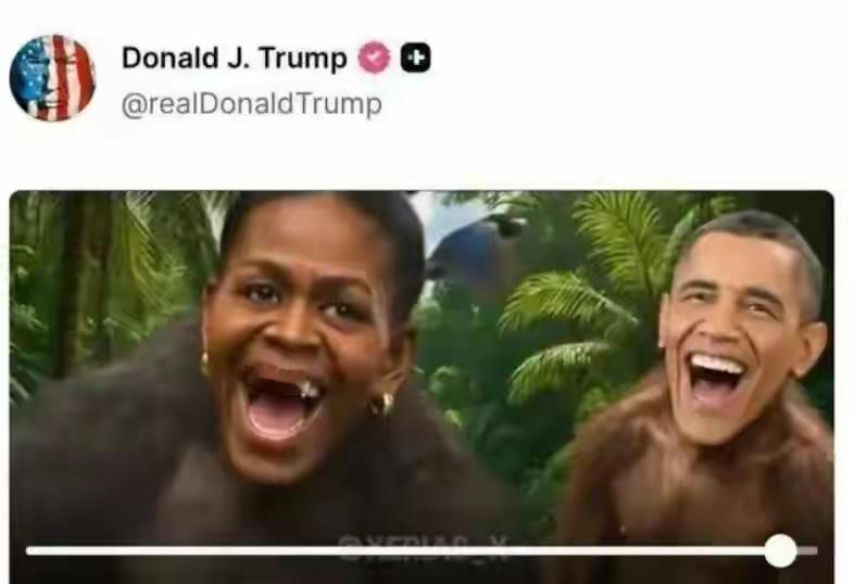 特朗普“捅娄子”了
 
2月5日深夜，特朗普在社交平台发布的一段视频，将奥巴马夫