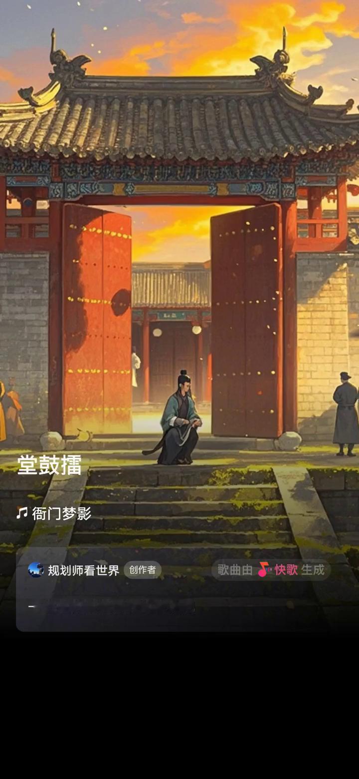 规划师看世界创作者。
歌曲由快歌生成，一起来听听我创作的歌曲吧。
夕阳倚，斑驳光
