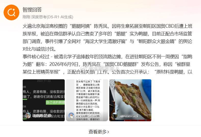 鹅腿阿姨事件 朝阳群众从未翻车   没有上过清北，但骗过清北的学生？不敢相信骗了