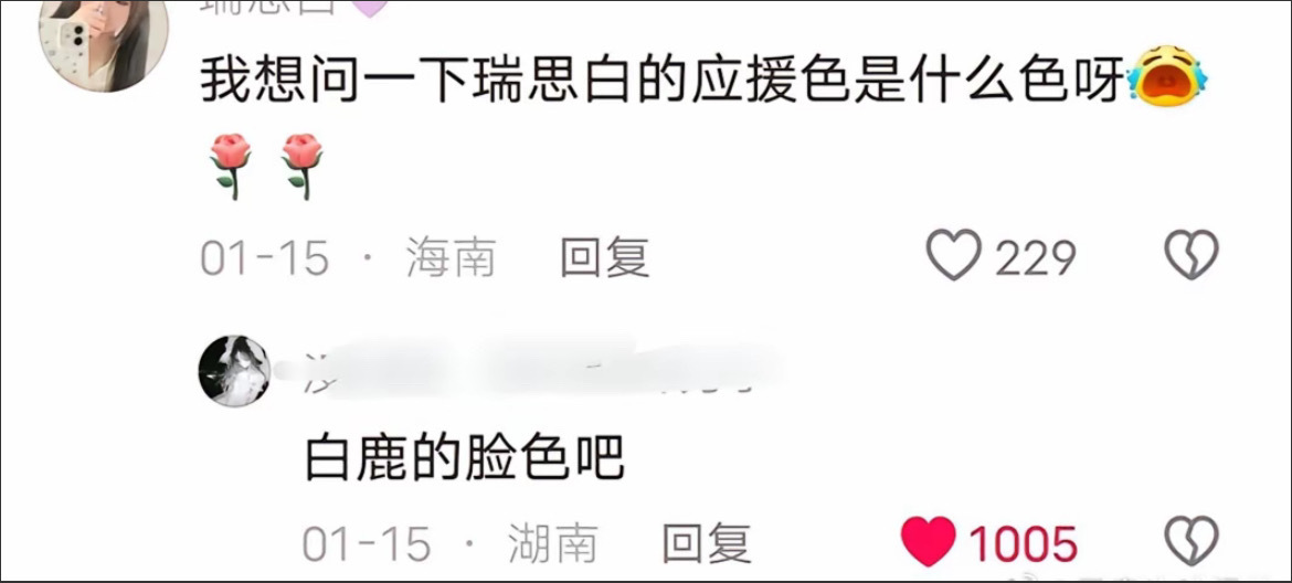 瑞思白的应援色  白鹿敖瑞鹏应援色 瑞思白的应援色是：白鹿的脸色  白鹿[超话]
