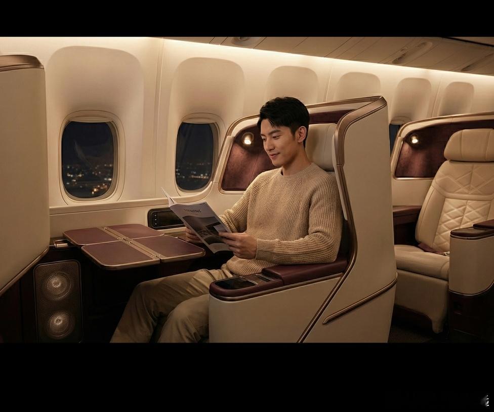 看网友做的一组图很有意思把蔚来ES9的内饰放到飞机上秒变头等舱，真正意义上把“陆