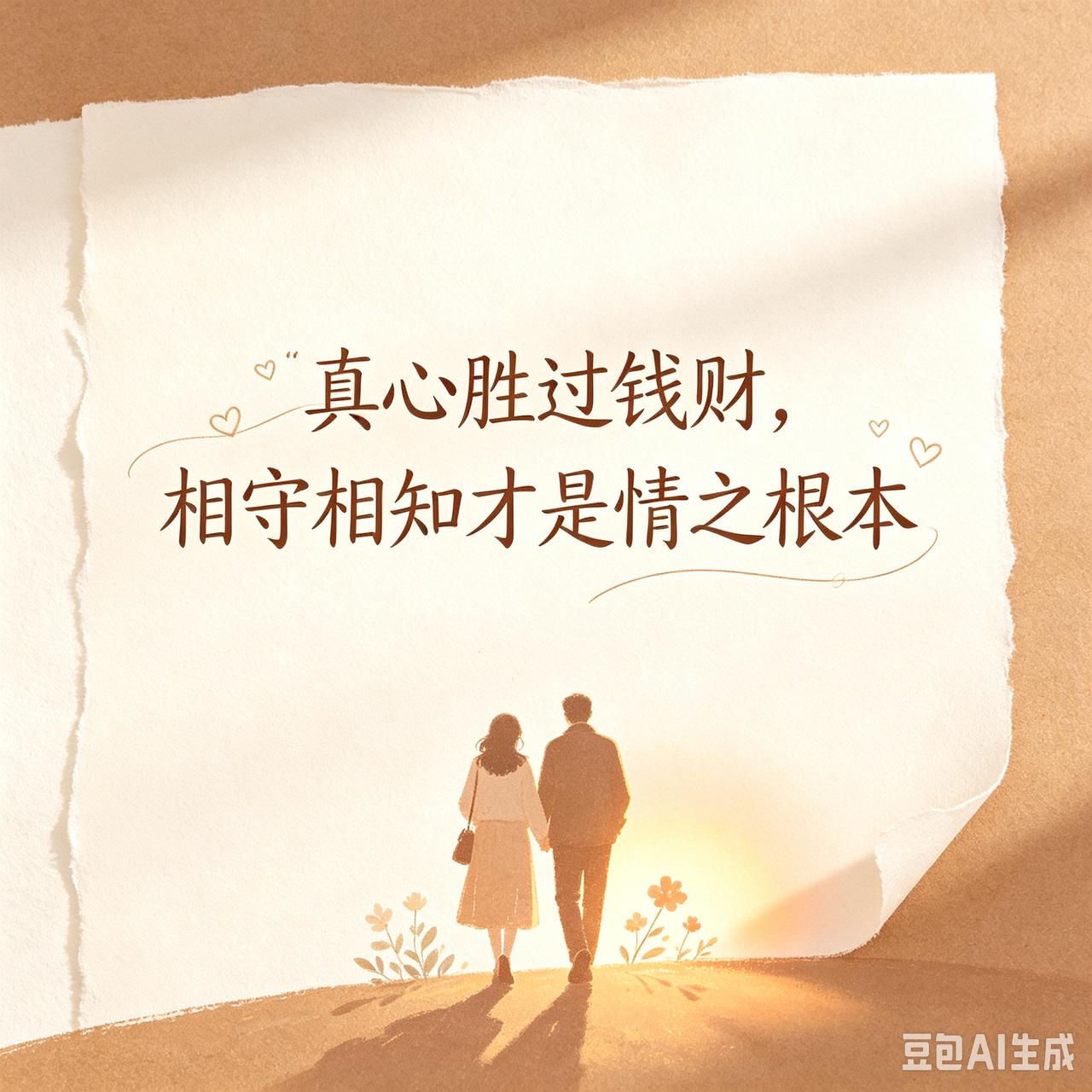 你觉得爱情是用金钱来衡量的吗?真心胜过钱财，相守相知才是情之根本