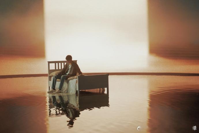 肖战悠扬浮漾静候梦乡  肖战停靠属于晚安的静谧之地  肖战工作室出的这组晚安图，