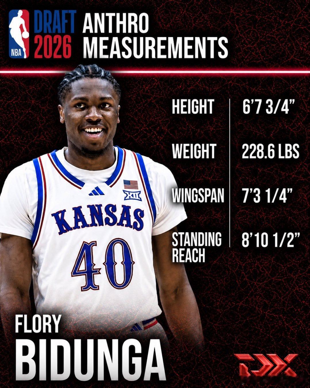 Flory Bidunga (Louisville commit):6’7 ¾"