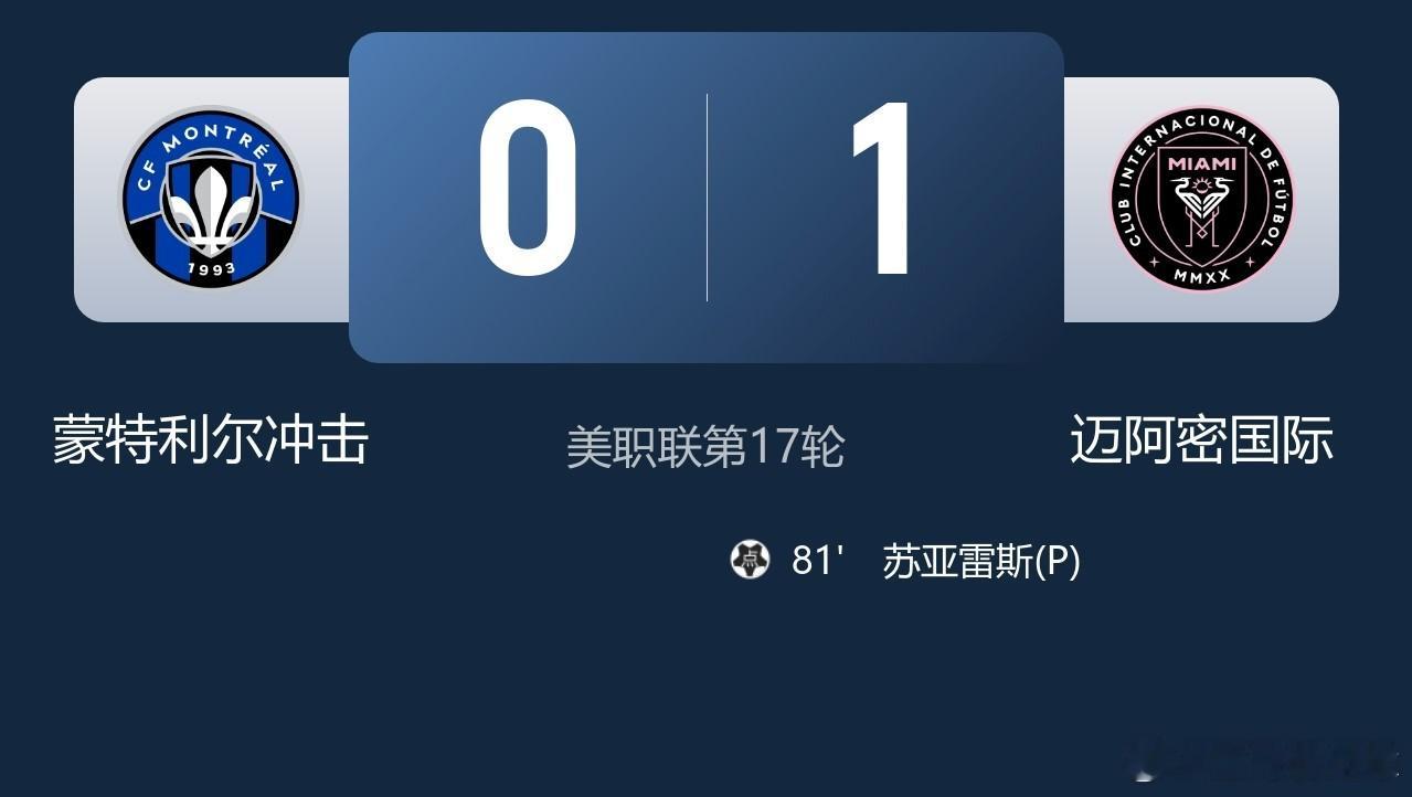 迈阿密1-0蒙特利尔这场还是赢得不容易，希望贝尔特拉梅早日康复，苏牙依然顶级，卡