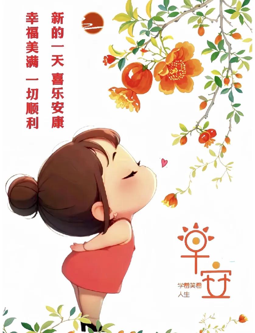 新的一天，

学看人生，从容自在🌻

愿日子如这枝头的石榴般热烈圆满🍒

祝