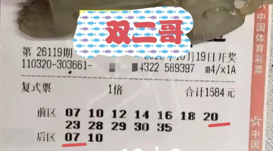 双二哥在第119期体彩超级大乐透的表现，实在令人失望透顶，原本以为至少能够拿下末