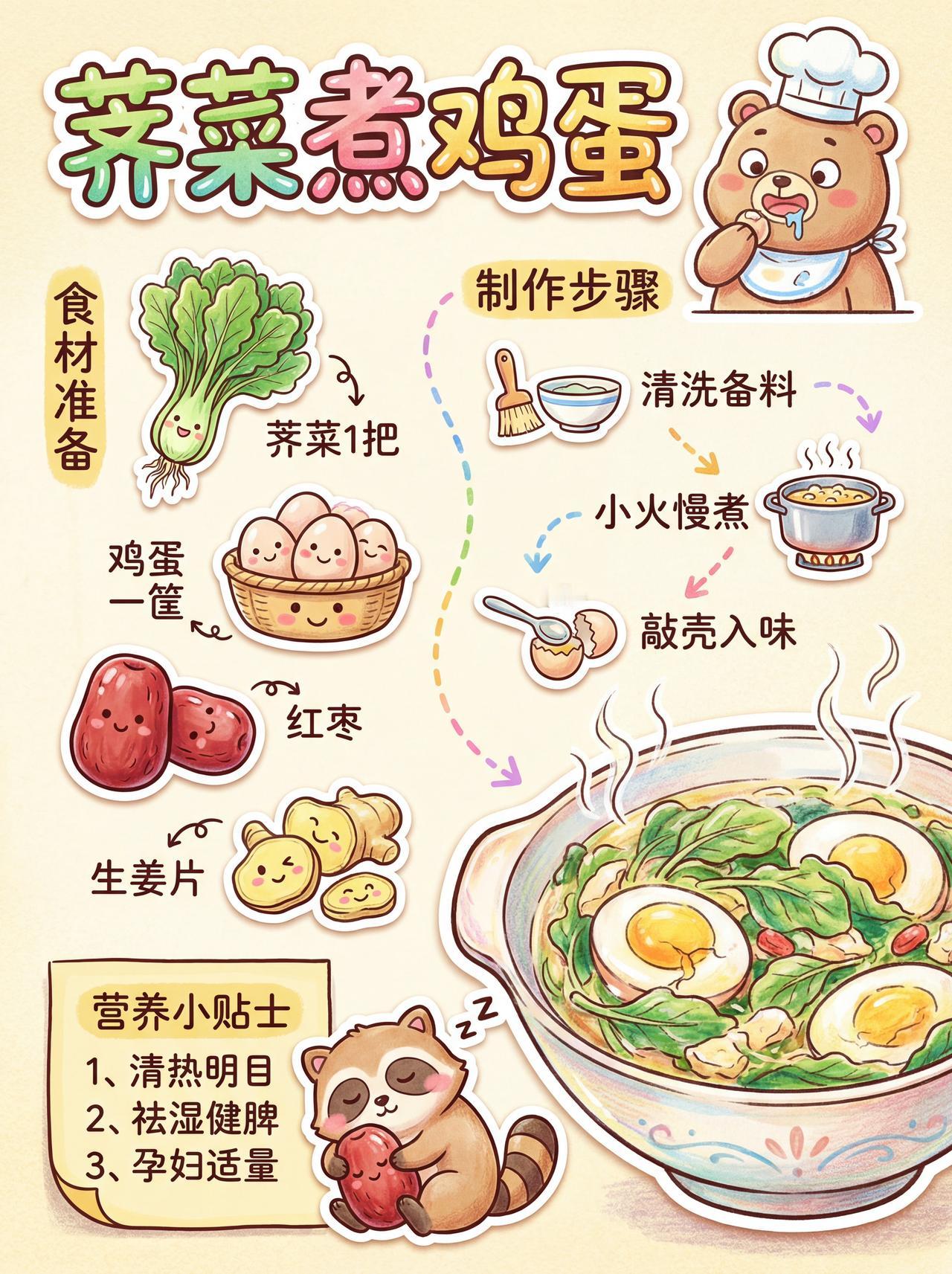 三月三荠菜煮鸡蛋 美食 菜谱制作