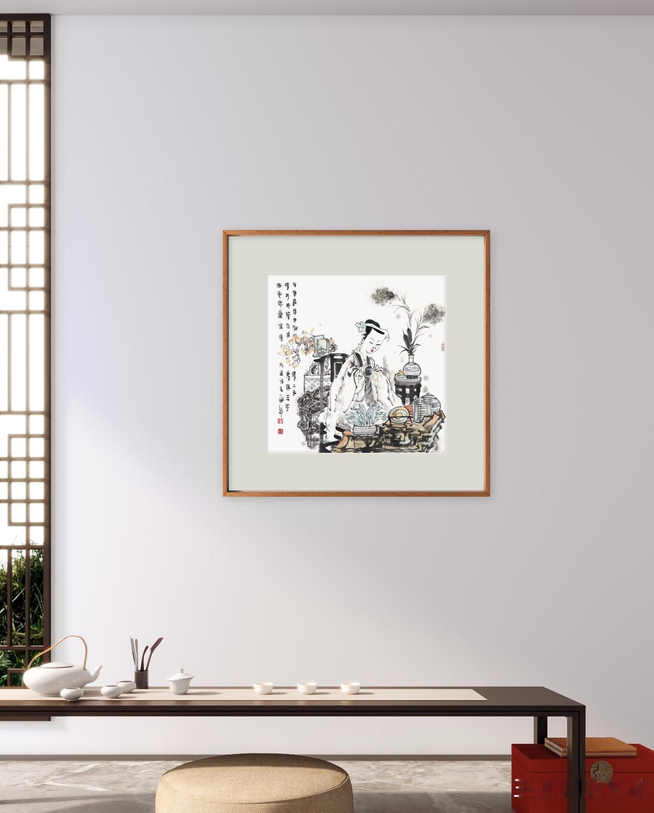 王家训国画欣赏原创画分享 
身心一无系，且嗅清香倍饮茶～