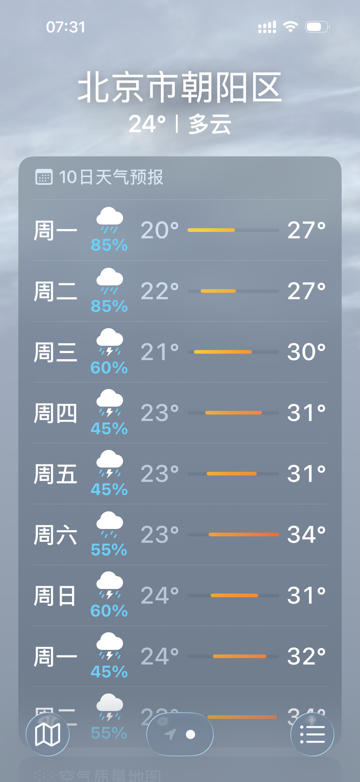 以天气预报来看 很难看出是百京吧