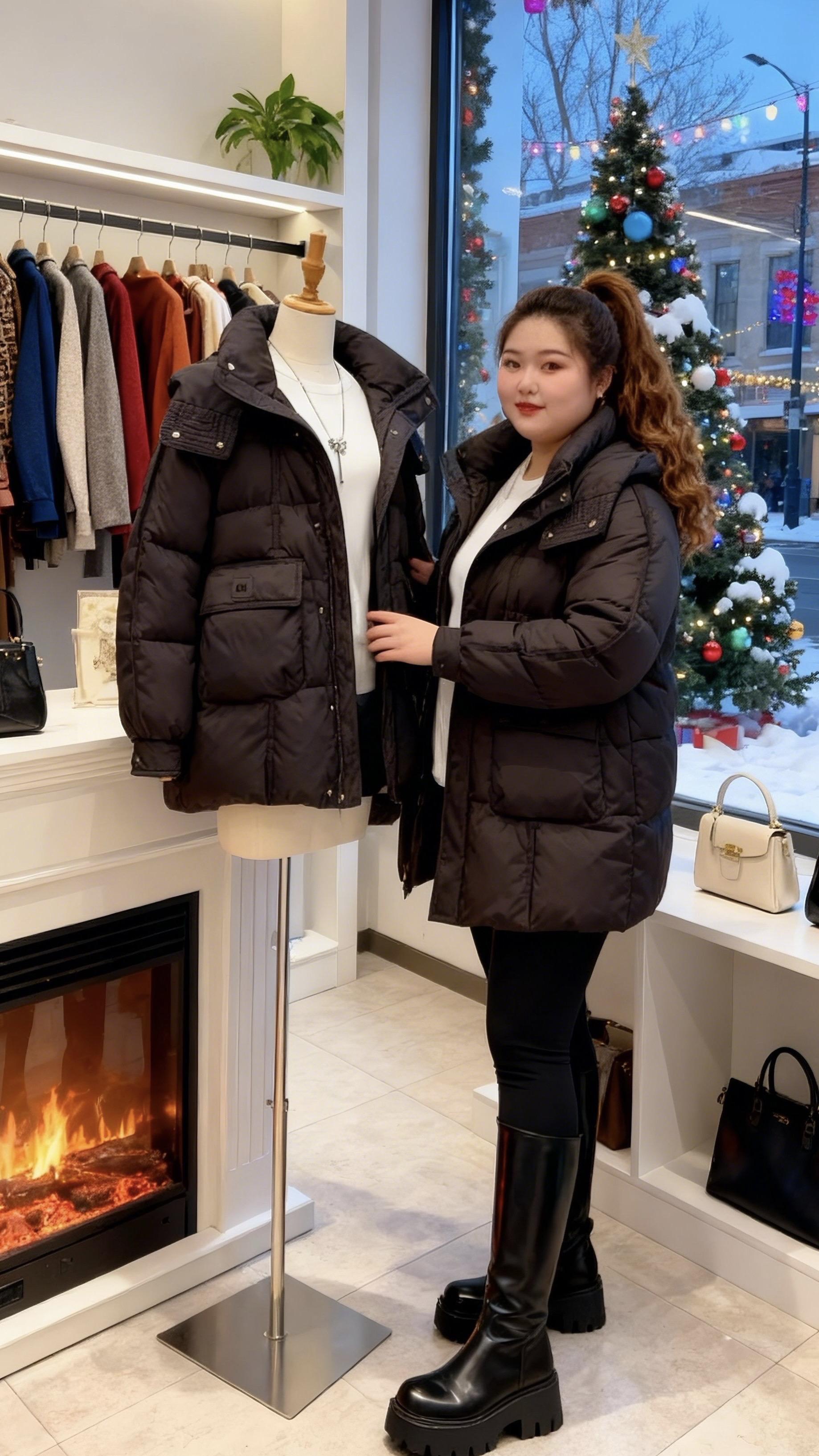 秋冬穿搭 保暖又好看一键入冬穿搭大码女装遮肉显瘦