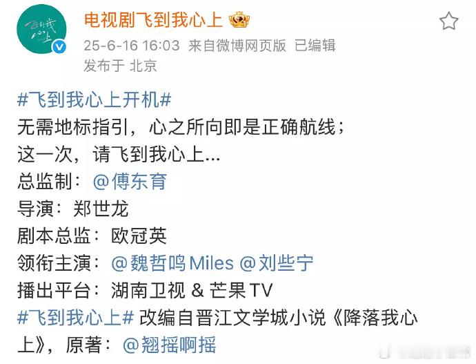 魏哲鸣粉丝维权，说新开的《飞到我心上》女主的戏份是男主的十倍不止。是不是因为剧是