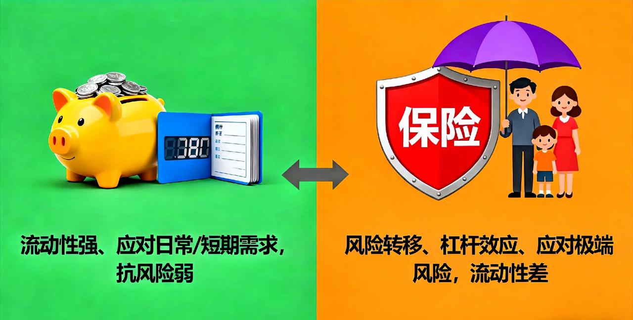 - 存钱：流动性强、本金安全，能应对日常开支、短期需求（如旅行、应急），但扛不住