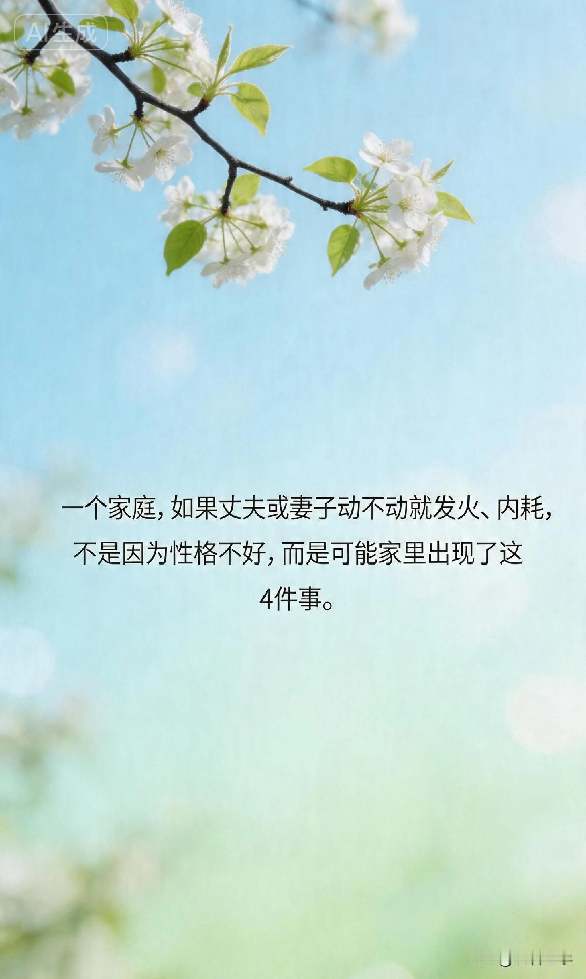 一个家庭，如果丈夫或妻子动不动就发火、内耗，不是因为性格不好，而是可能家里出现了