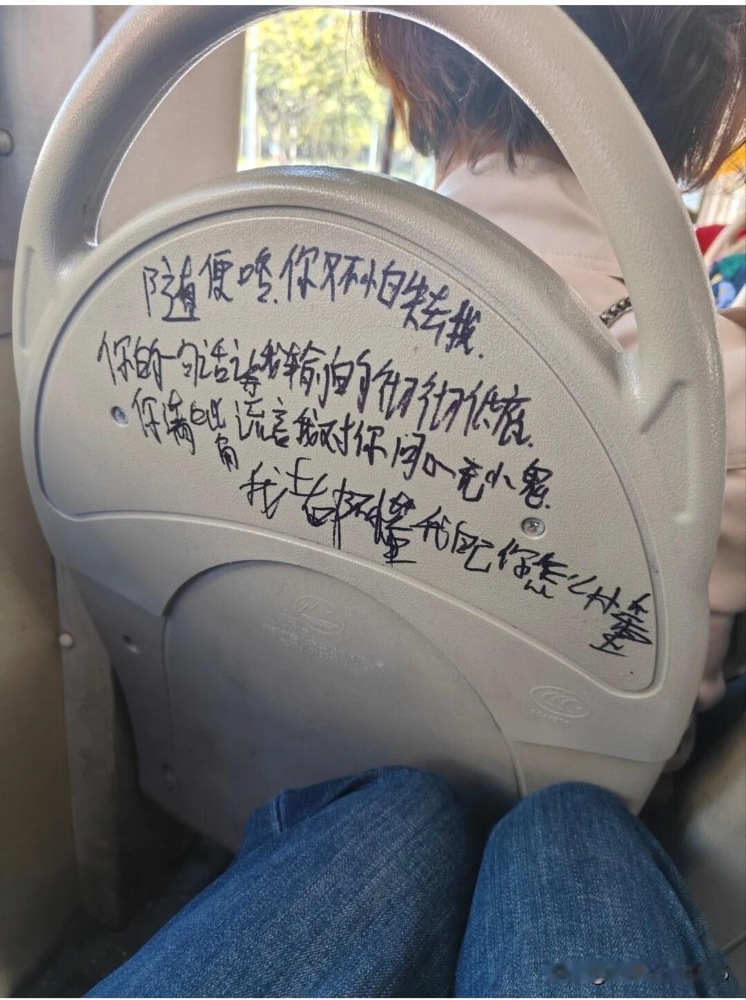 现在小年轻们都是这么疯魔的吗？
好好的公交车座椅，涂鸦的一塌糊涂！
也不知道算不