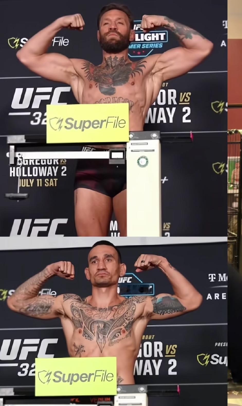 备受关注的UFC称重仪式圆满结束，28位选手均顺利通过，其中嘴炮康纳的体重170