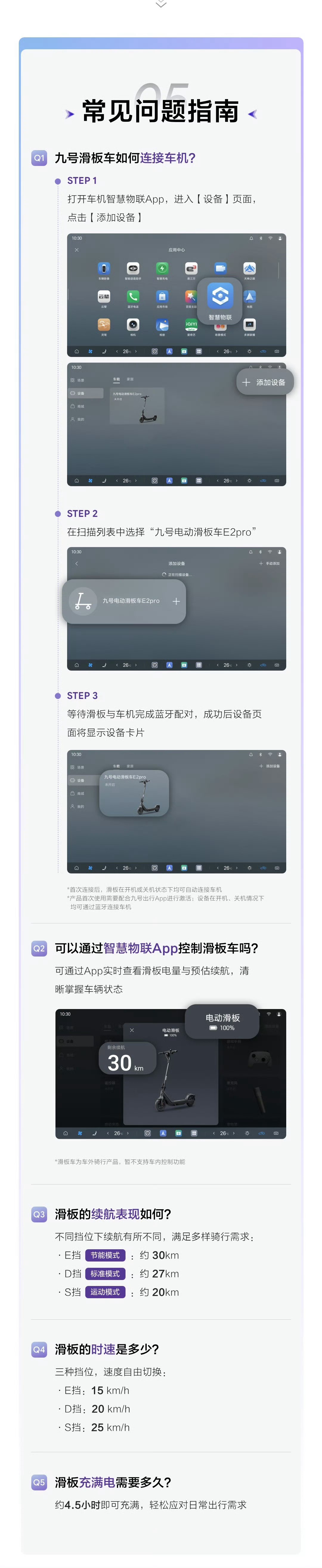 九号电动滑板车E2 Pro入驻比亚迪商城车机互联，语音即可查询电量与续航把可折叠